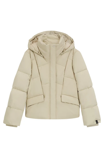 Padded jacket with hood and piped details