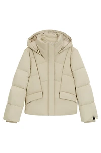 Padded jacket with hood and piped details
