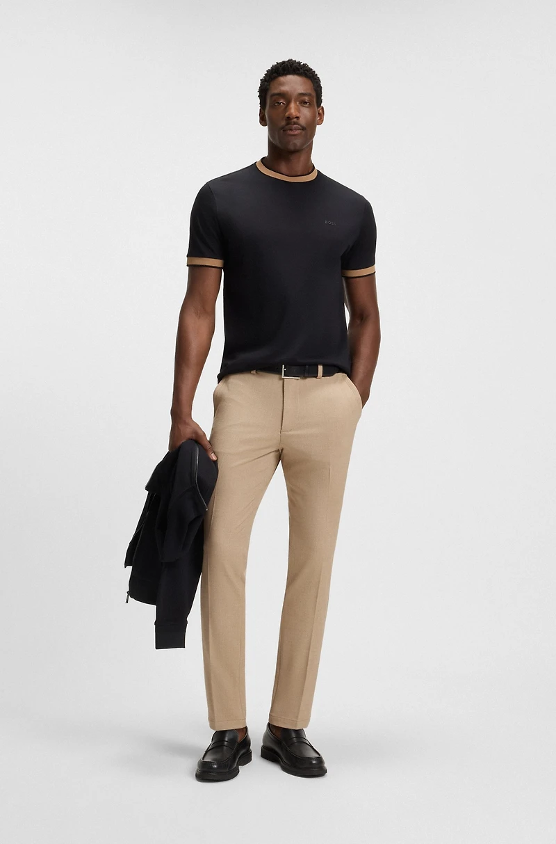 Melange slim-fit trousers stretch dobby
