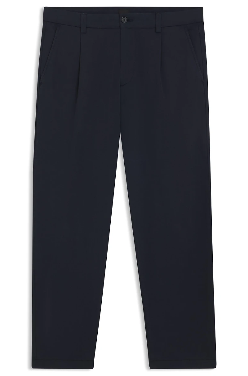Tapered-fit drawstring pants stretch-cotton twill