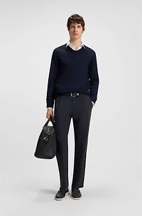 Tapered-fit drawstring pants stretch-cotton twill
