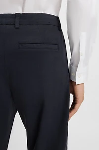 Tapered-fit drawstring pants stretch-cotton twill