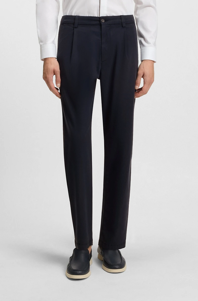 Tapered-fit drawstring pants stretch-cotton twill