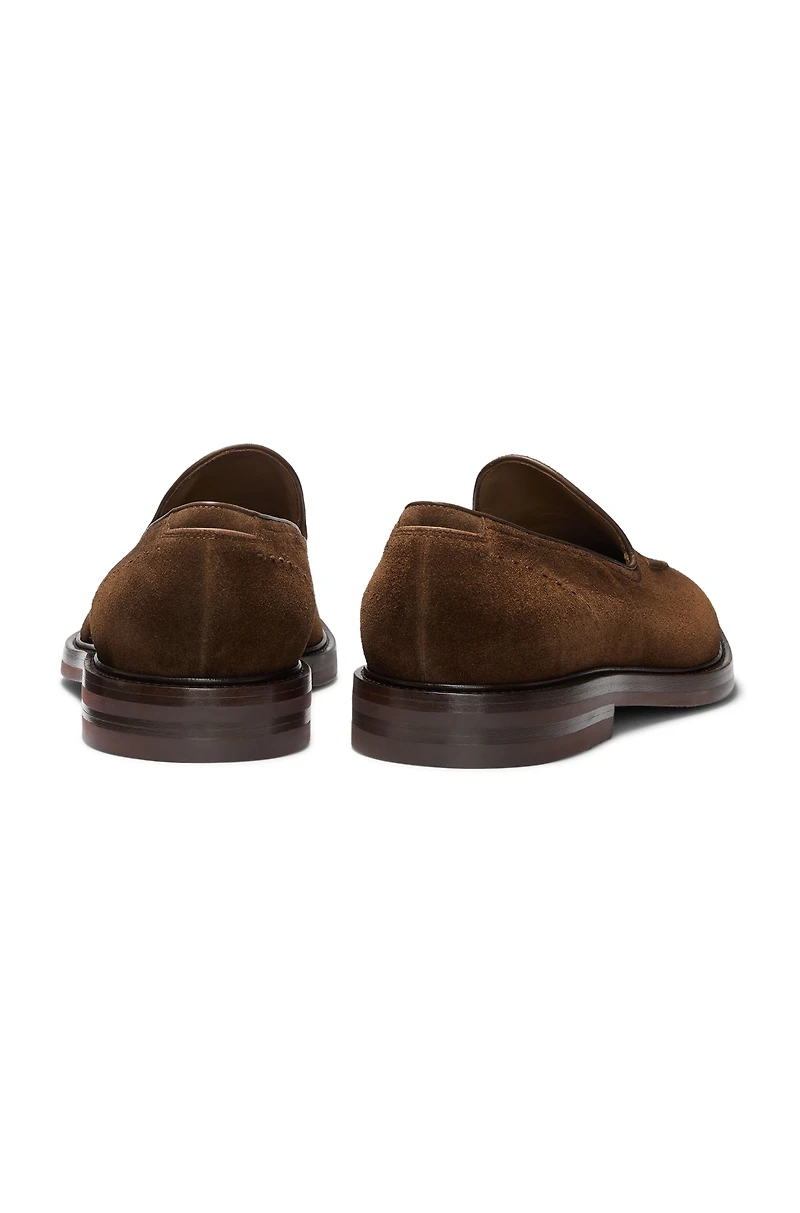 Leather-piped loafers suede