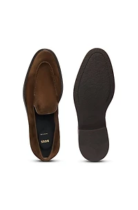 Leather-piped loafers suede