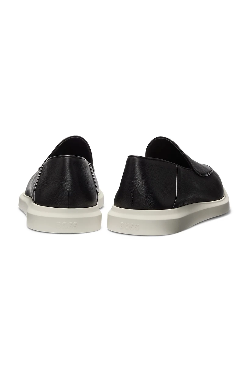 Leather loafers with rubber outsole