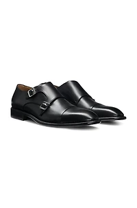 Leather monk shoes with double strap