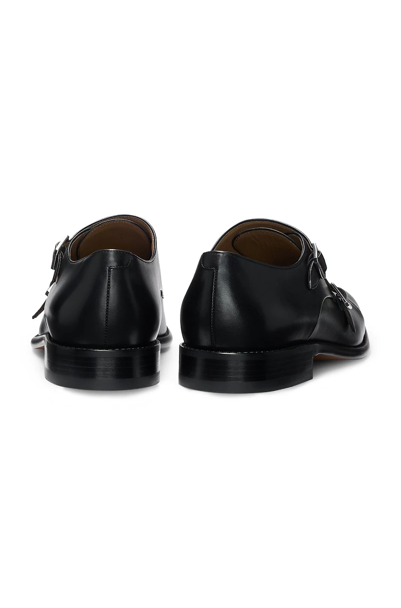 Leather monk shoes with double strap