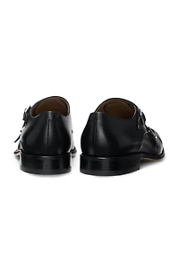 Leather monk shoes with double strap
