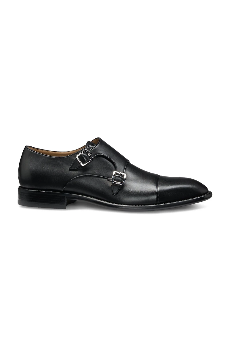 Leather monk shoes with double strap