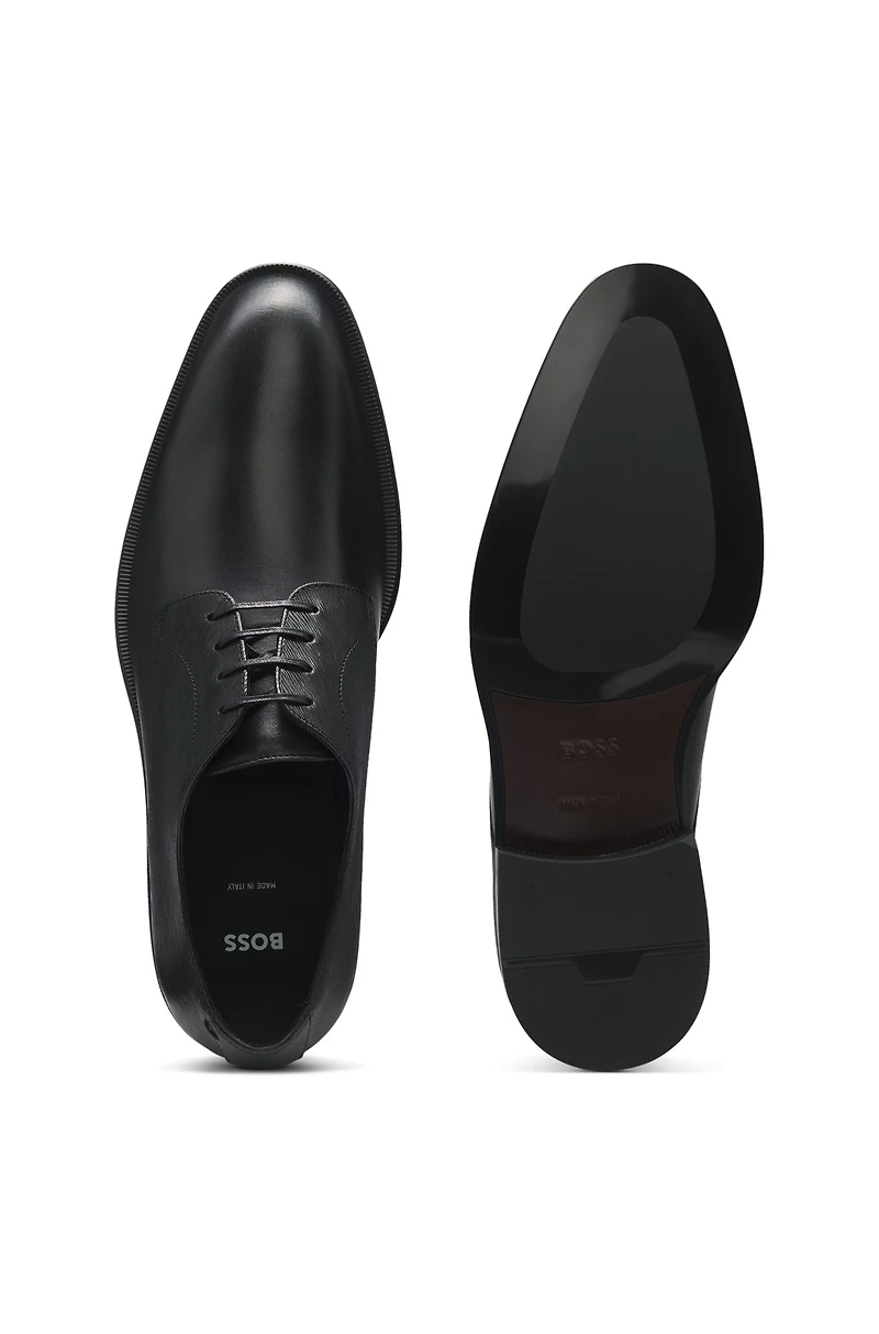 Structured and plain Derby shoes leather