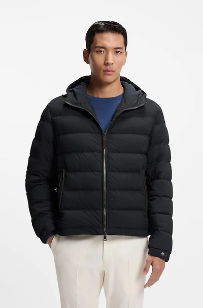 Down-filled jacket with water-repellent finish