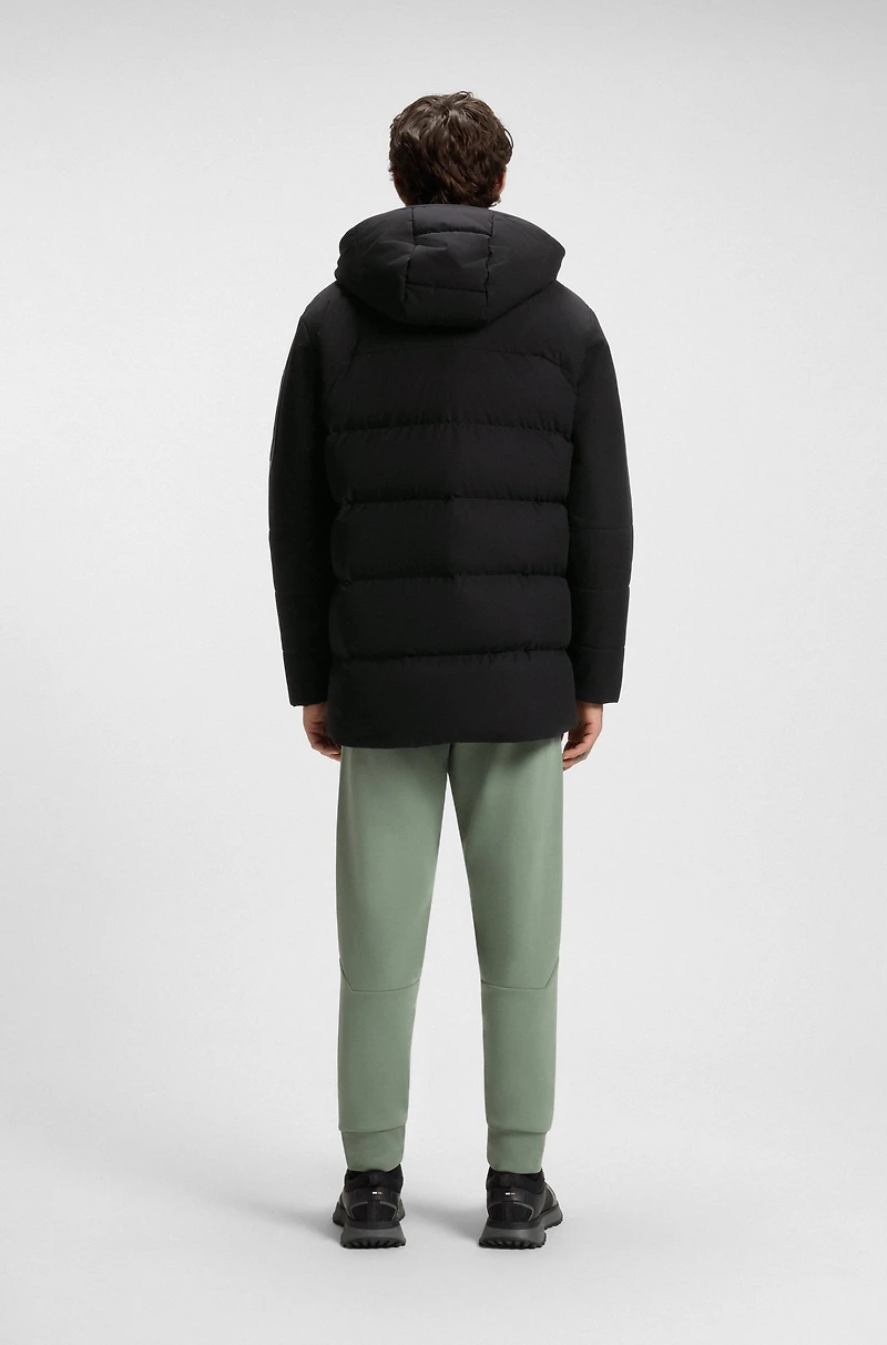 Down-filled parka jacket with water-repellent finish