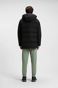 Down-filled parka jacket with water-repellent finish