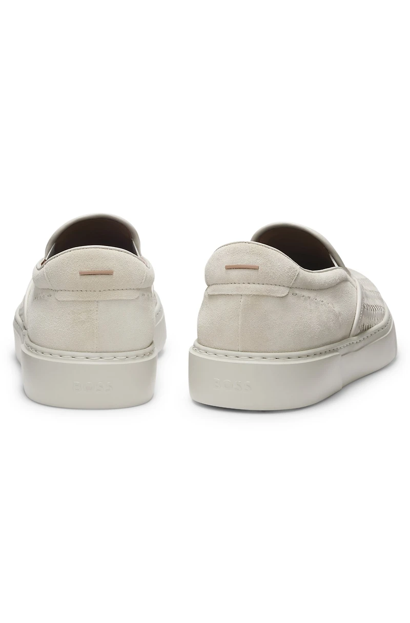 Gary slip-on trainers with woven and plain suede
