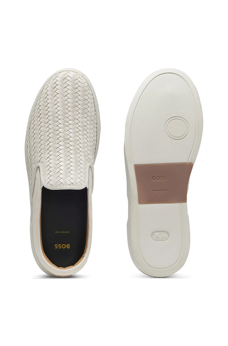 Gary slip-on trainers with woven and plain suede