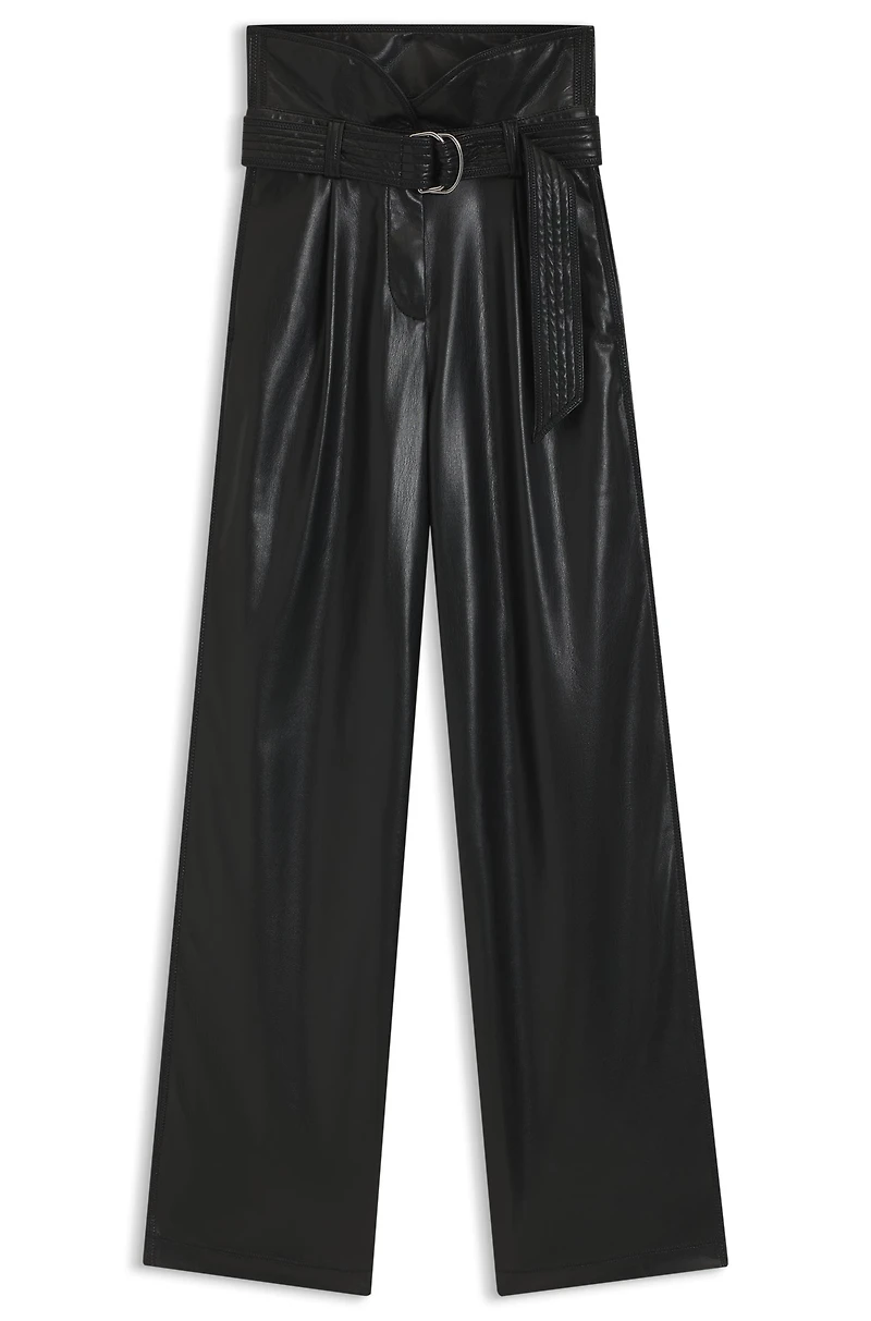 Straight-leg trousers faux leather
