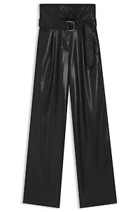 Straight-leg trousers faux leather