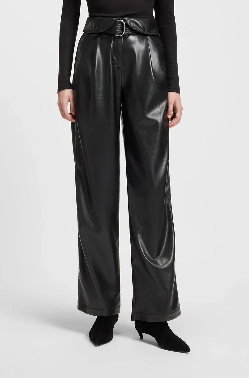 Straight-leg trousers faux leather