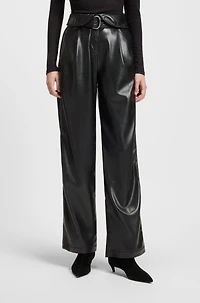 Straight-leg trousers faux leather