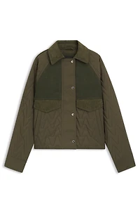 Mixed-material jacket with water-repellent finish