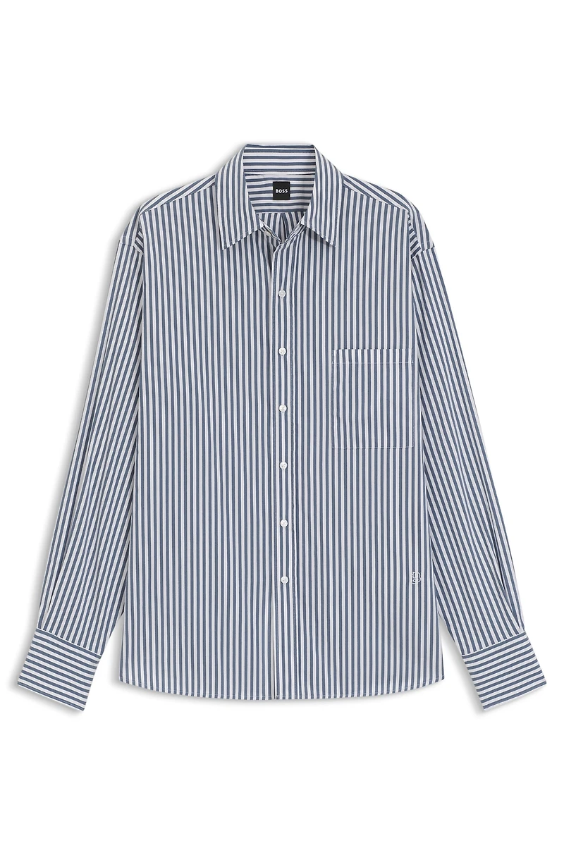Cotton blouse with vertical stripes