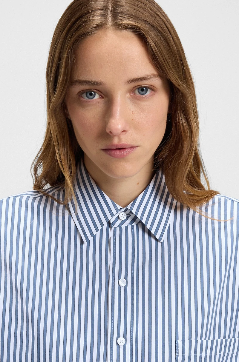 Cotton blouse with vertical stripes