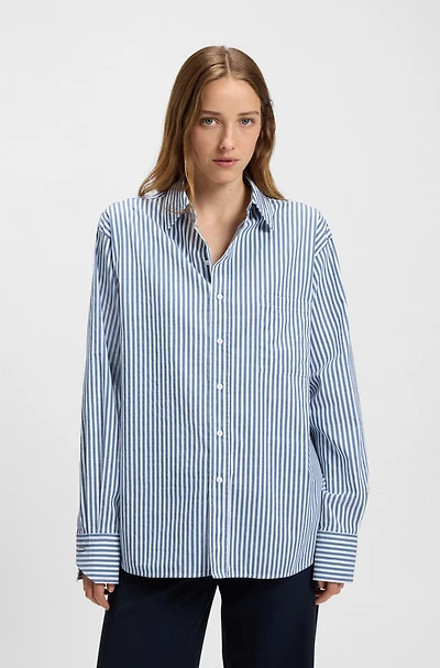 Cotton blouse with vertical stripes