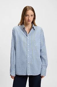 Cotton blouse with vertical stripes