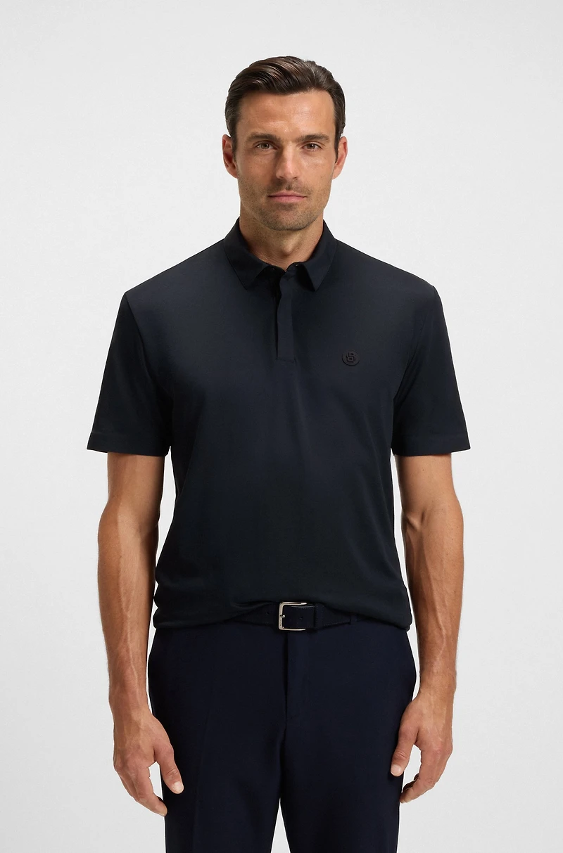 Performance polo shirt with Double B monogram trim