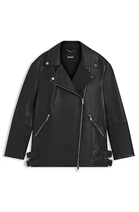 Long biker jacket nappa leather