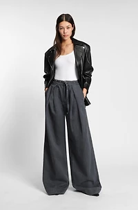 Long biker jacket nappa leather