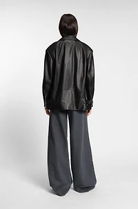 Long biker jacket nappa leather