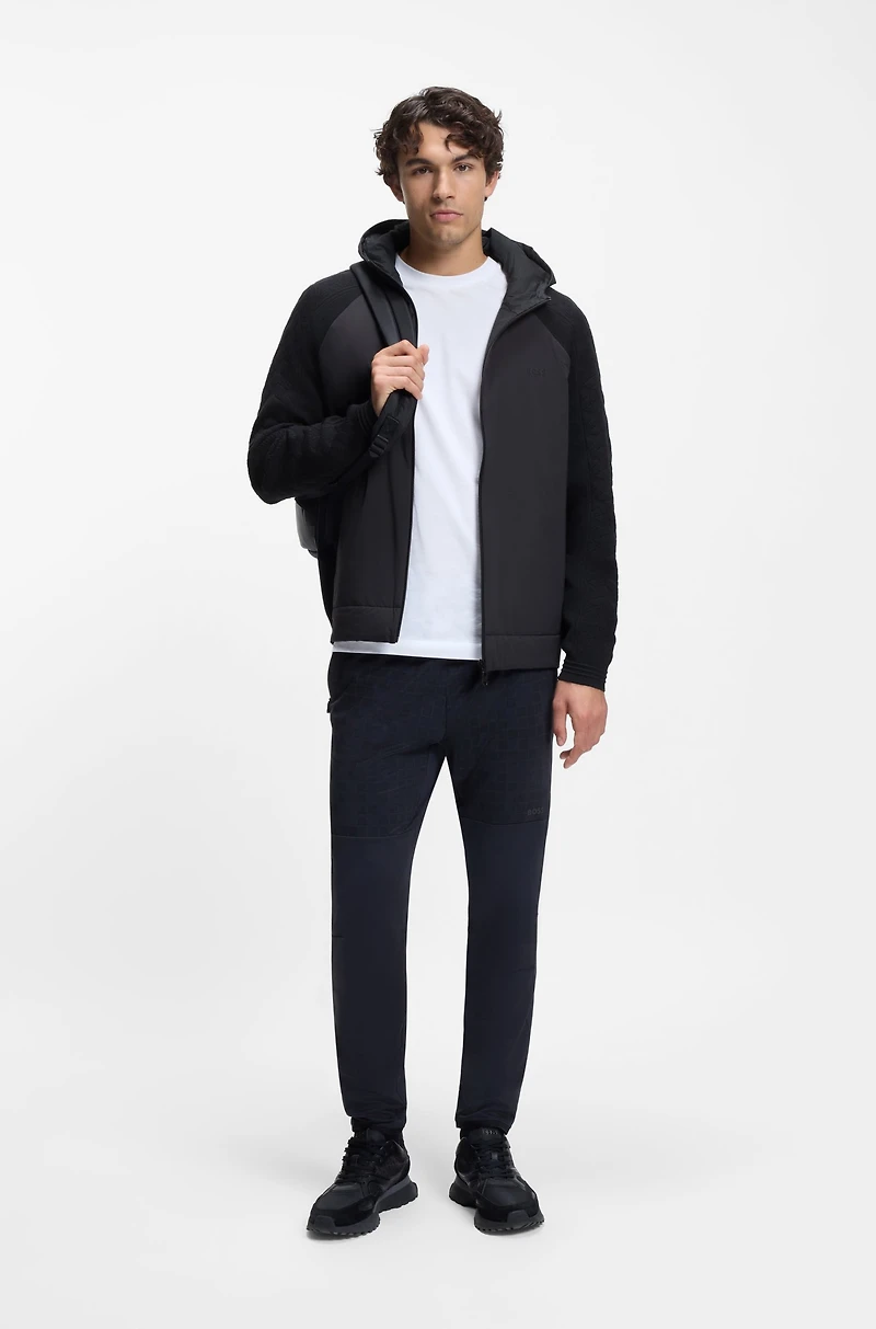 Zip-up hoodie with tonal textured jacquard