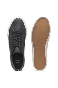 Low-top trainers grained faux leather