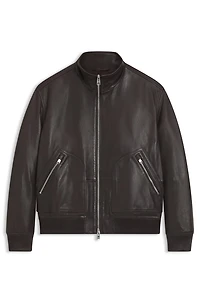 Nappa-leather jacket with two-way zip