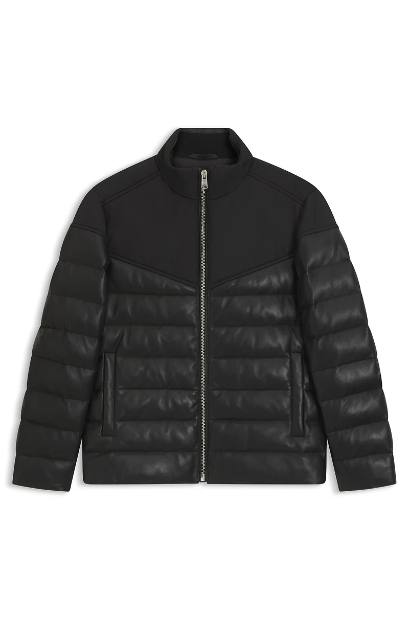 Leather-trim jacket with padding