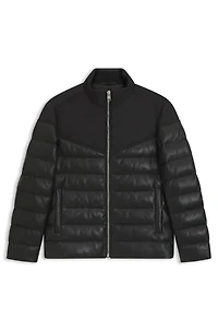 Leather-trim jacket with padding