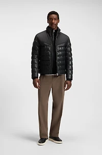 Leather-trim jacket with padding