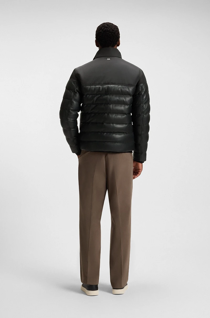 Leather-trim jacket with padding