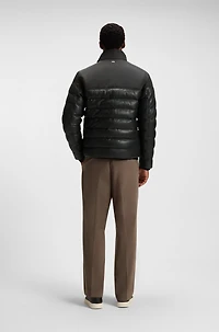 Leather-trim jacket with padding