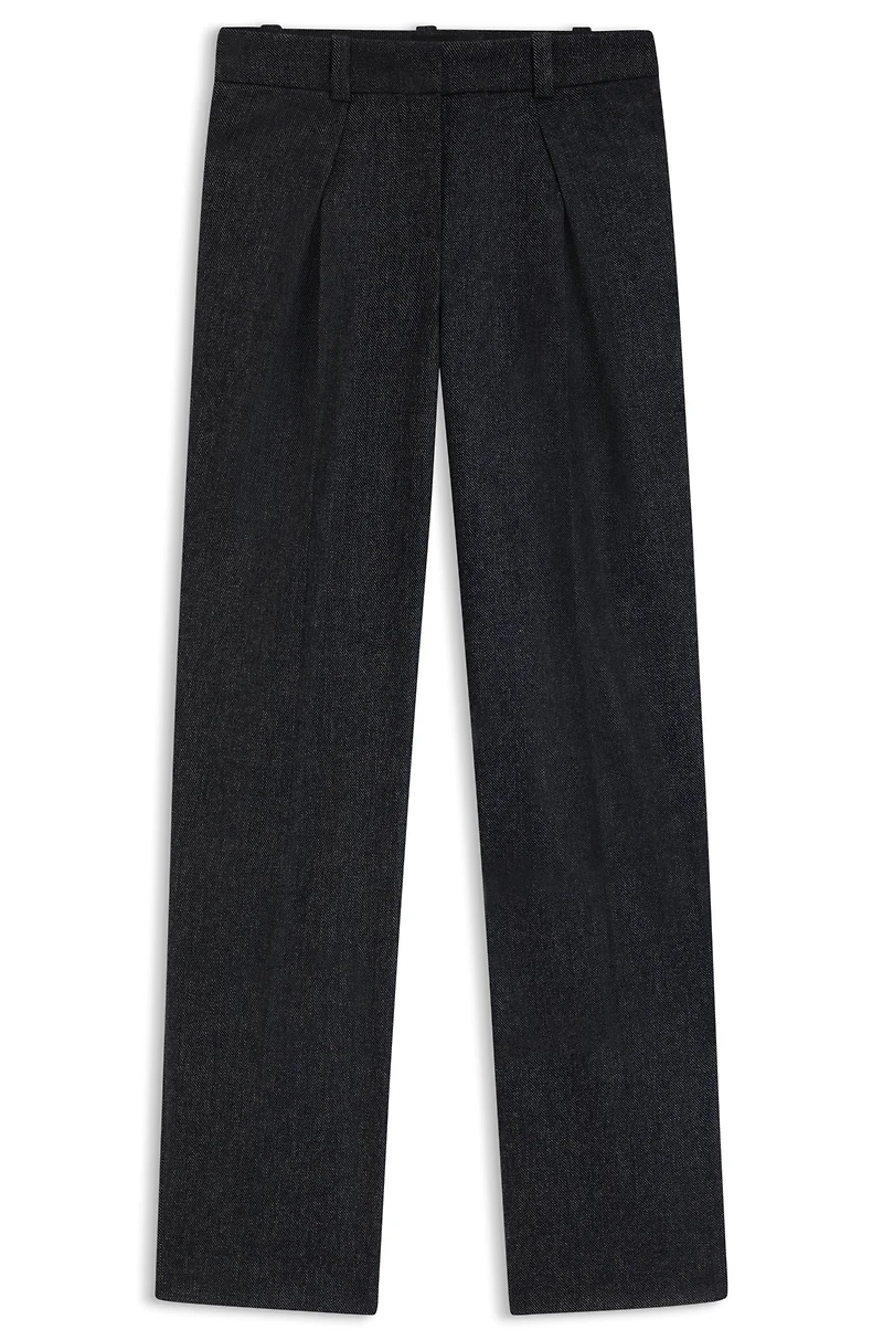 Melange straight-leg trousers stretch flannel