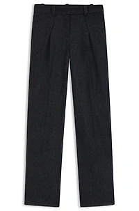 Melange straight-leg trousers stretch flannel