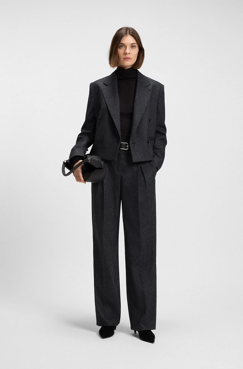 Melange straight-leg trousers stretch flannel