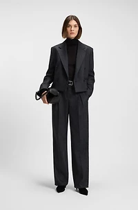 Melange straight-leg trousers stretch flannel