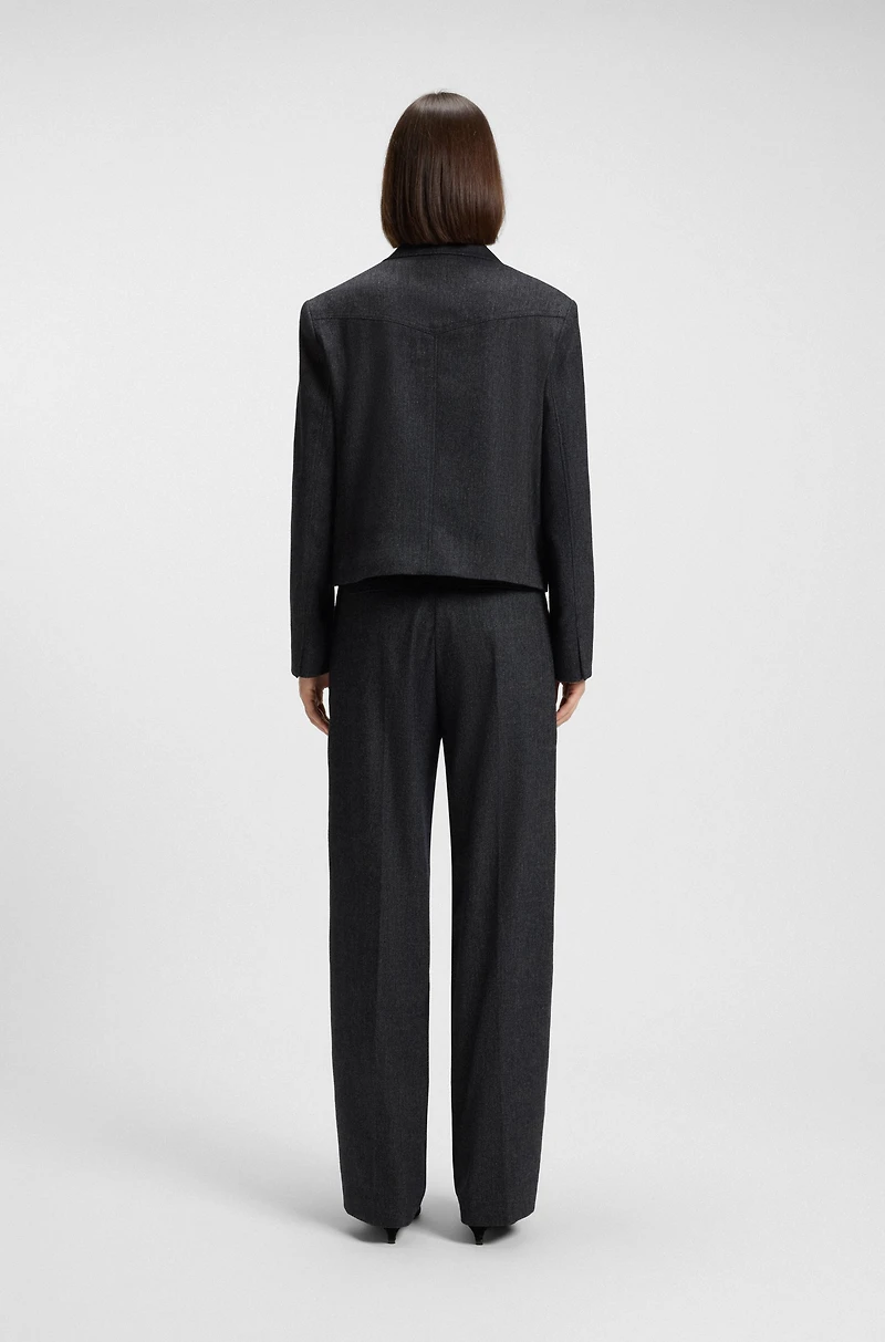 Melange straight-leg trousers stretch flannel