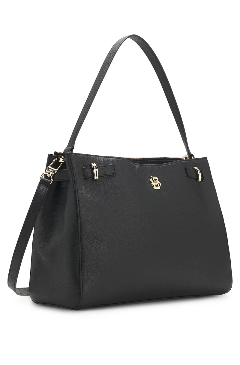 Leather tote bag with Double B monogram
