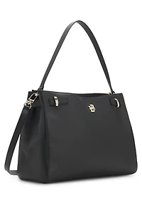 Leather tote bag with Double B monogram