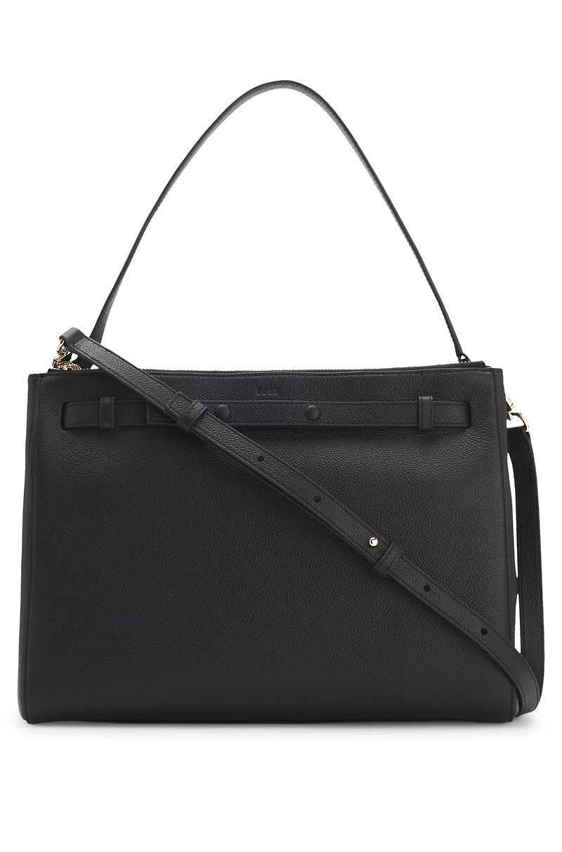Leather tote bag with Double B monogram