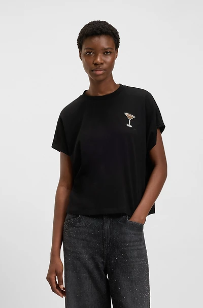 Crystal-artwork T-shirt cotton jersey